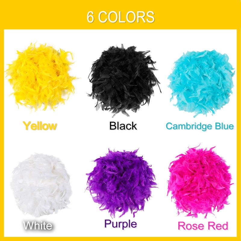 Max Fun 6PCS Feather Boas Party Pack for Adults Assorted Colors 6.6ft Mardi Gras Decorations Womens Girls Costume Boas Dress Up Party Bulk - Image 3